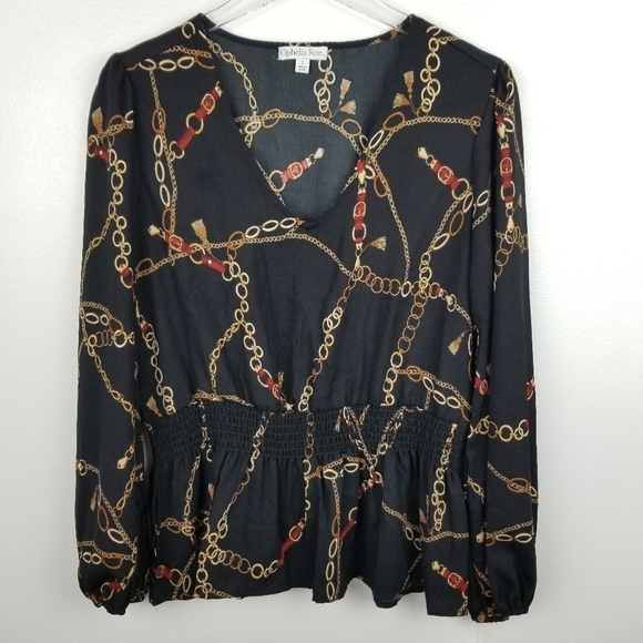 Ophelia Roe Black Blouse with Chains NWT - Picture 1 of 10